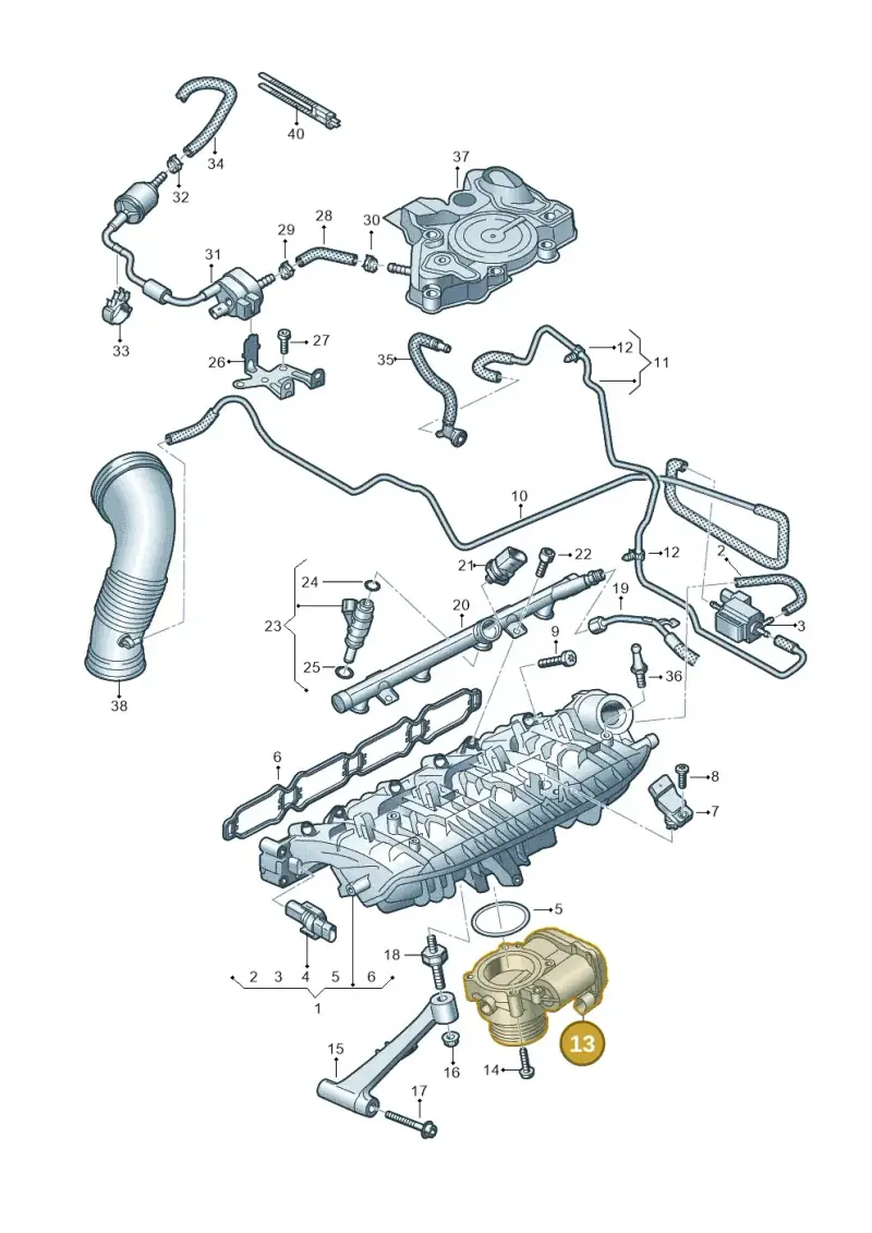 06K133062AS — Audi A5 Sportback (2016-2020) diagram 849133160, position 13