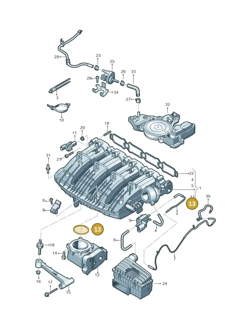 06K133073D — Audi Q3 quattro (2018-2019) diagram 796133100, position 13