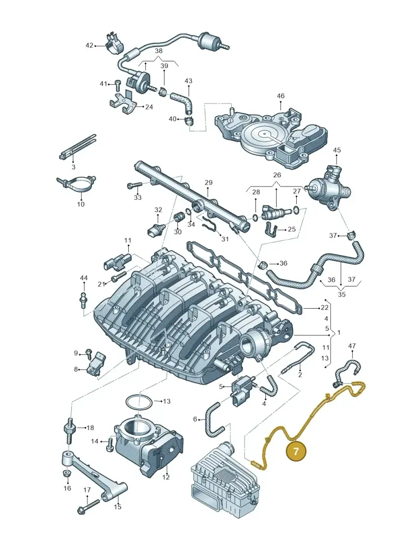 06K133241AP — Audi A5 Cabrio 2.0 (2016-2018) diagram 848133400, position 7