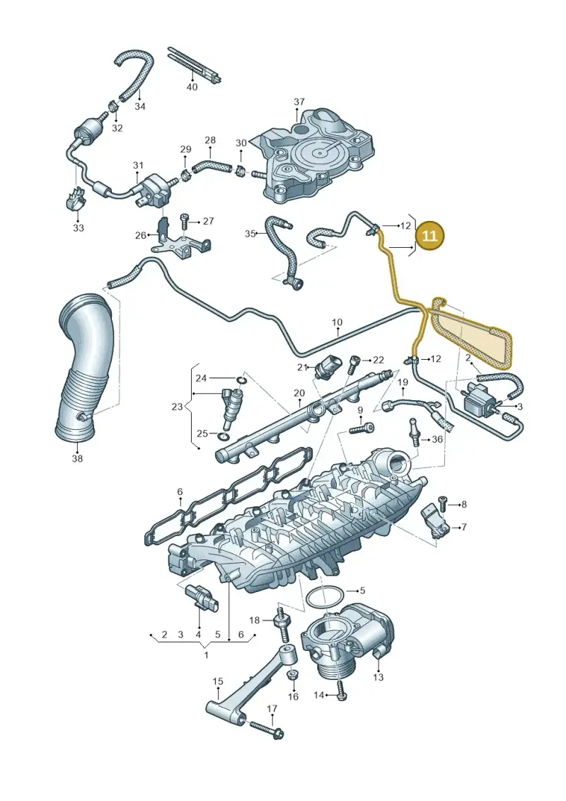 06K133241AP — Audi A5 Sportback (2016-2020) diagram 849133160, position 11