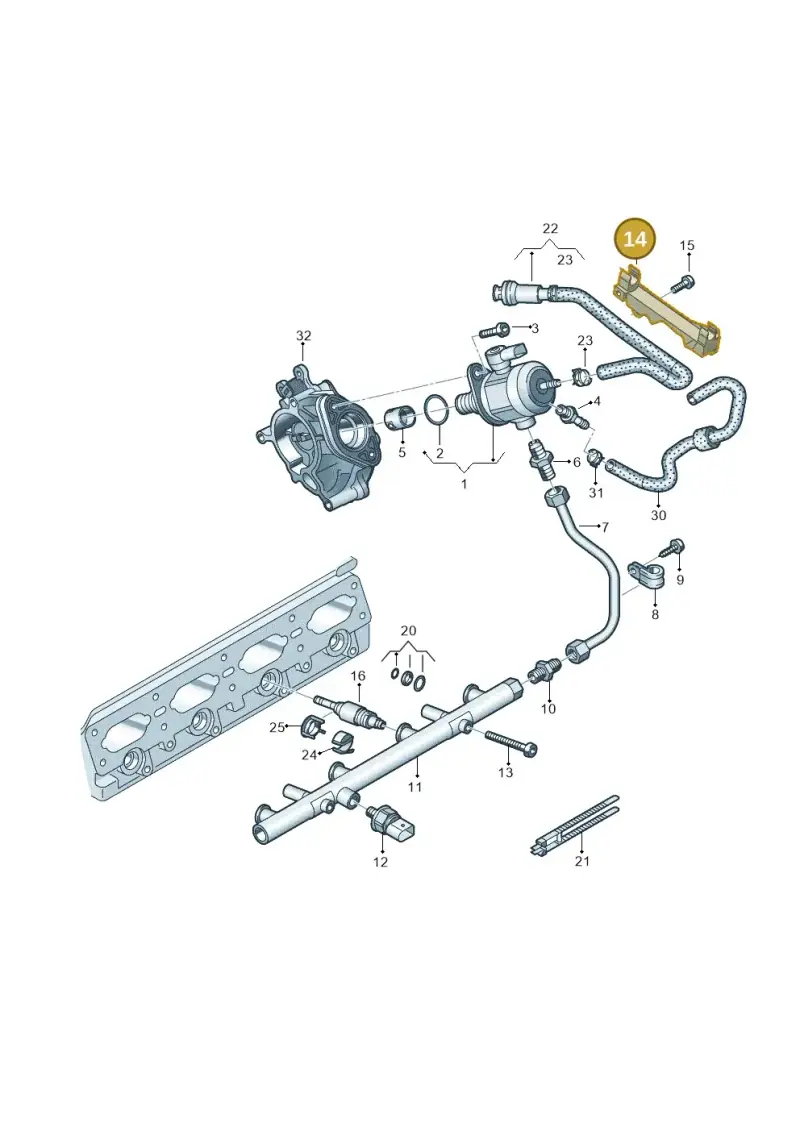 06K133689J — Audi A5 Cabrio 2.0 (2016-2018) diagram 896133240, position 14