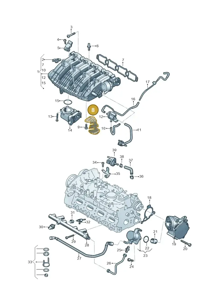06K971497G — Audi A3 Sportback (2019-2021) diagram 596133602, position 8