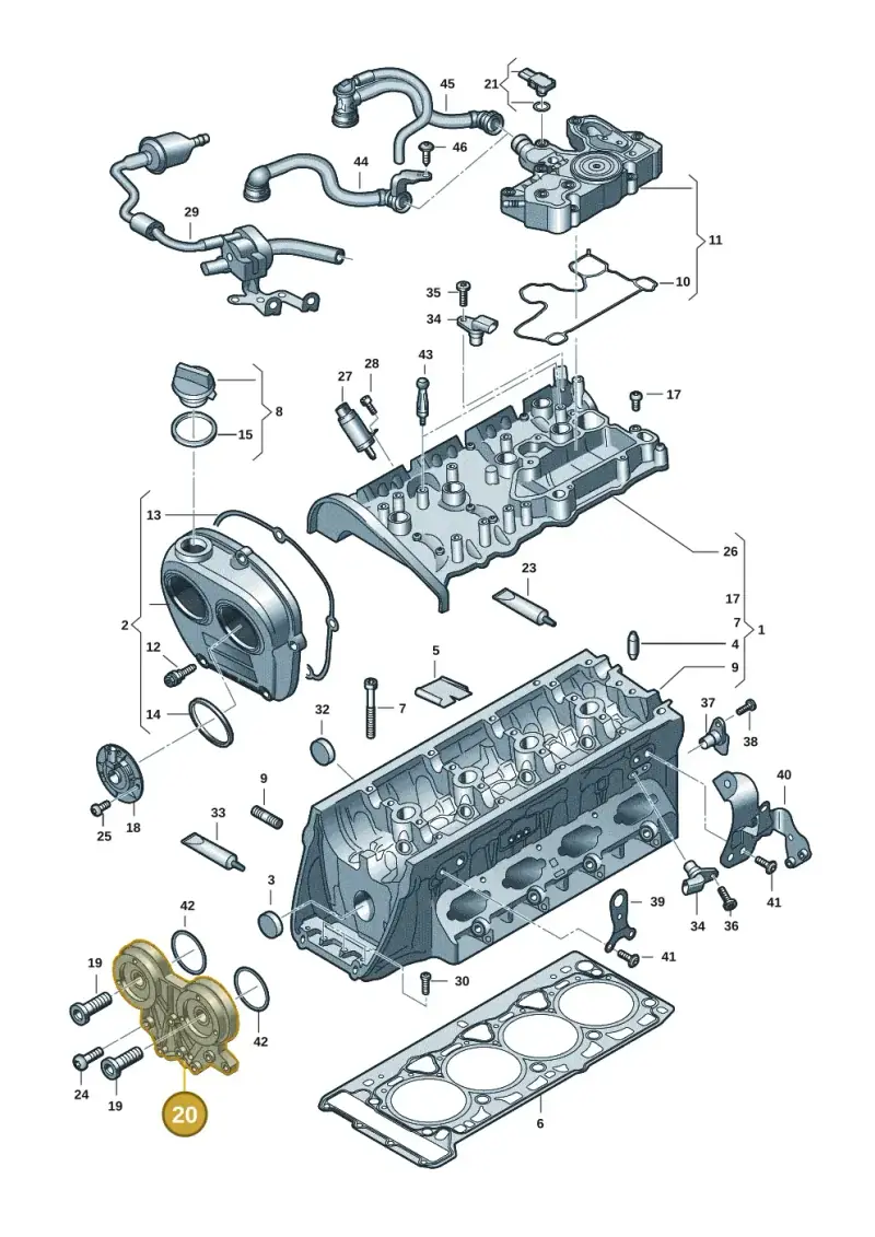 06L103144K — Audi Q3 quattro (2018-2019) diagram 597103031, position 20