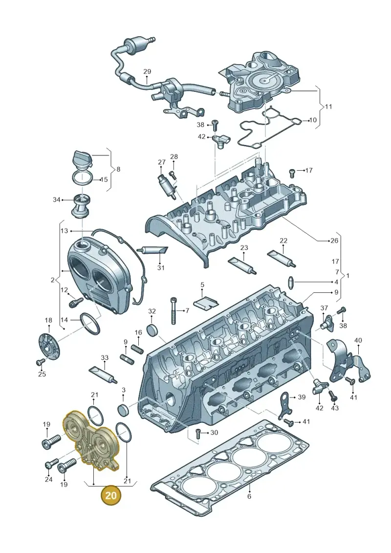 06L103144K — Audi Q3 quattro (2018-2019) diagram 863103520, position 20