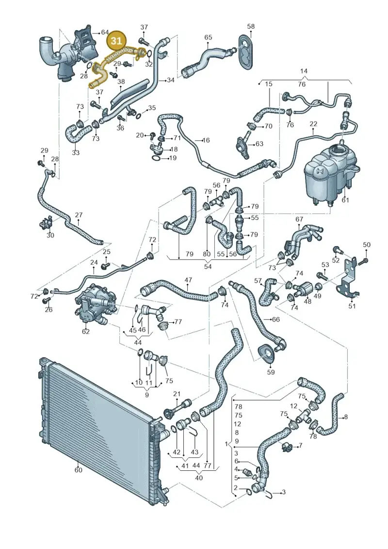 06L121497AA — Audi A5 Sportback (2016-2020) diagram 849121230, position 31