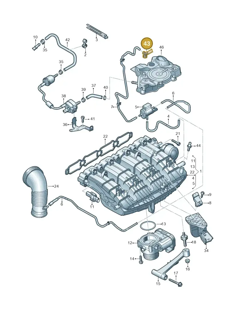 06L133054 — Audi A6 L 2.0 (2018-) diagram 849133340, position 43