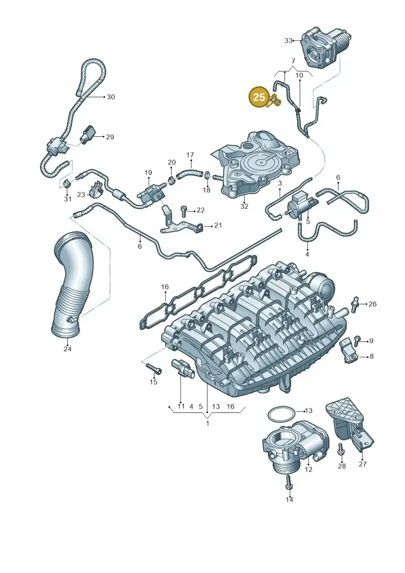 06L133054 — Audi A6 2.0 (2018-) diagram 896133010, position 25