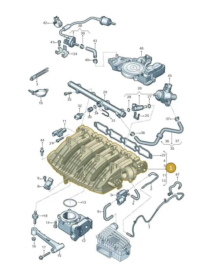06L133201DM — Audi A5 Cabrio 2.0 (2016-2018) diagram 848133400, position 1
