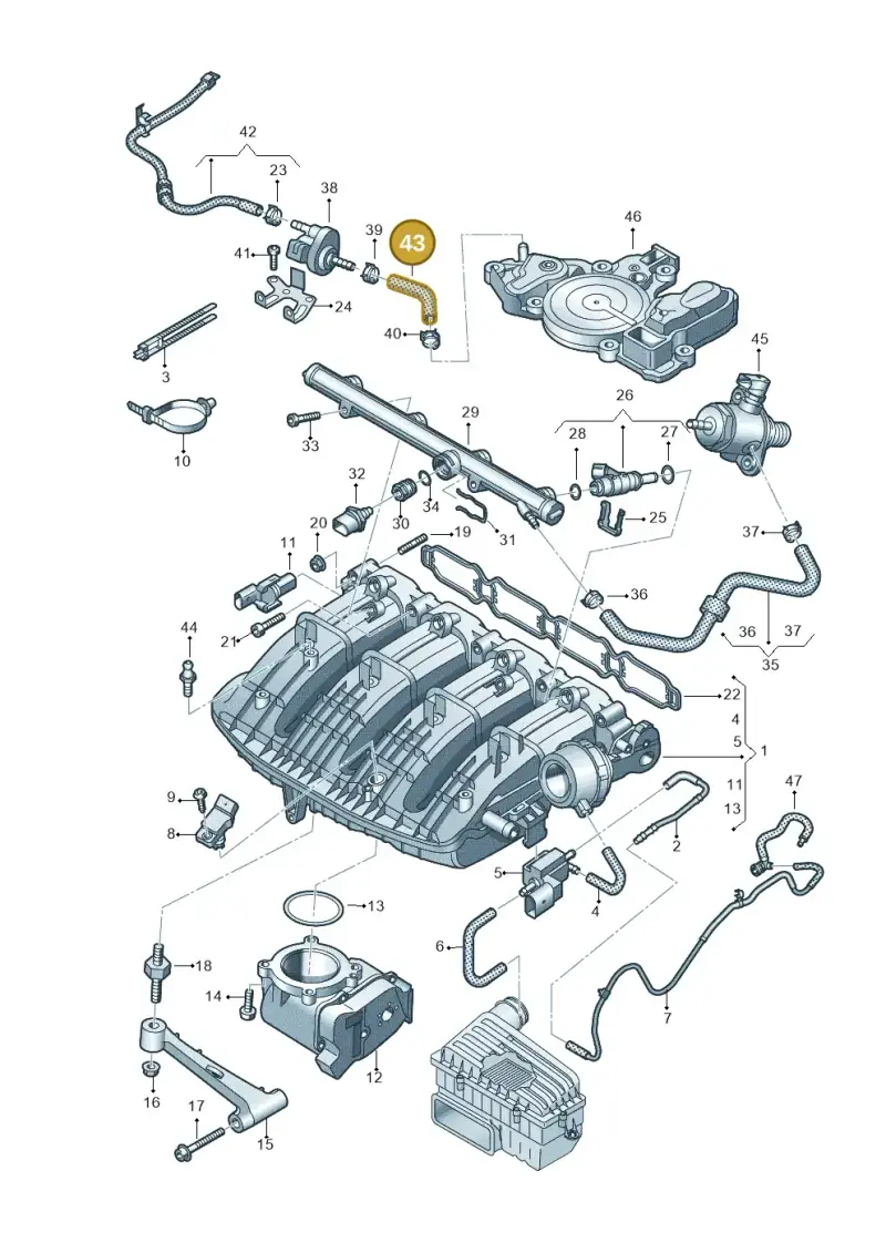 06L133514A — Audi A1 sportback 1.0 (2018-) diagram 884133100, position 43