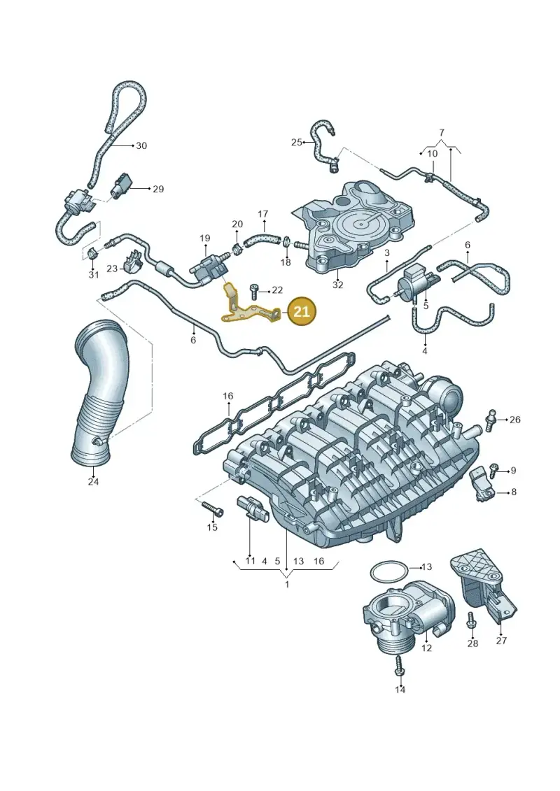 06L133519P — Audi A6 2.0 (2018-) diagram 435133004, position 21