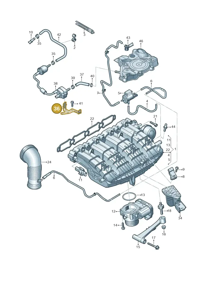 06L133519P — Audi A6 2.0 (2018-) diagram 849133340, position 36