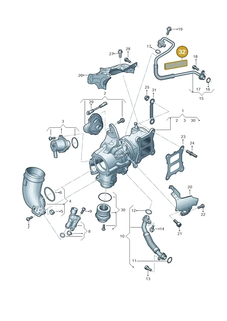 06L133833AN — Audi Q8 Quattro 3,0 (2018-) diagram 849145425, position 32