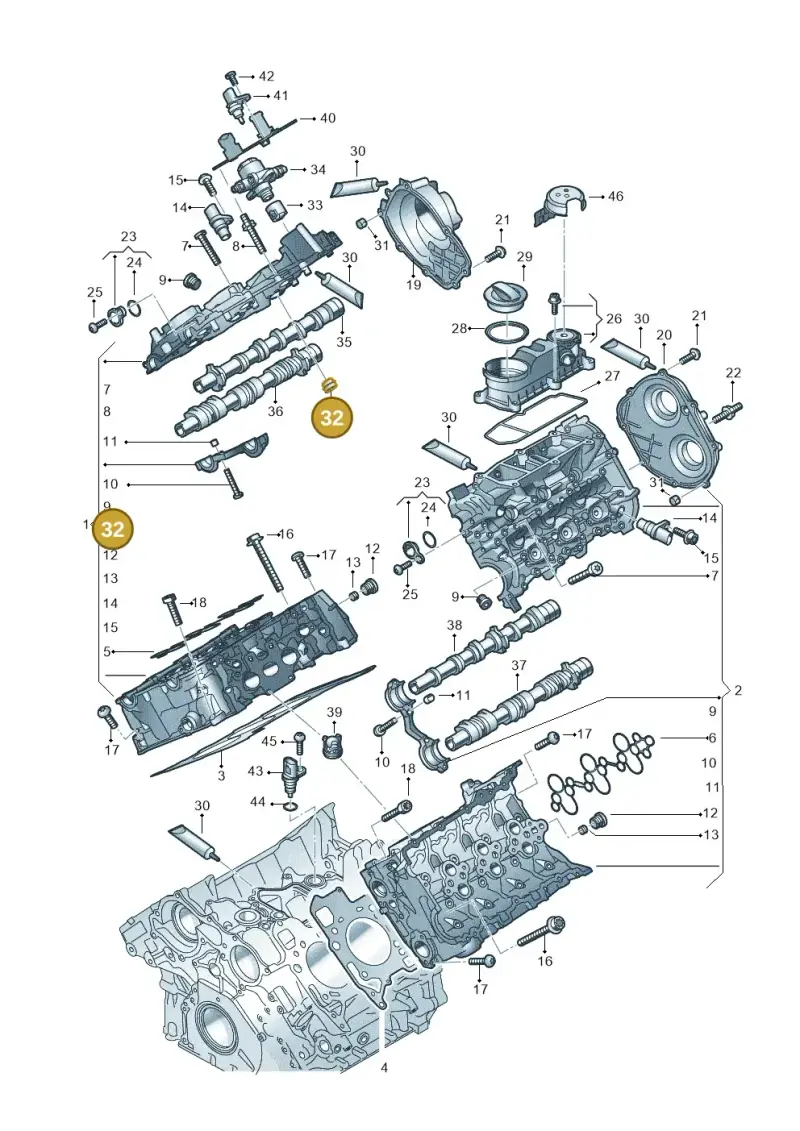 06M103201D — Audi A6 2.0 (2018-) diagram 847103330, position 32