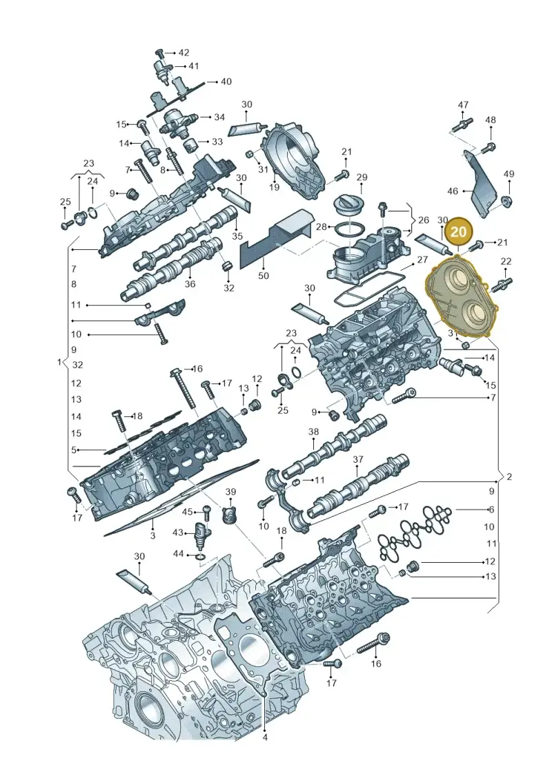 06M109285F — Audi Q8 Quattro 3,0 (2018-) diagram 429103033, position 20