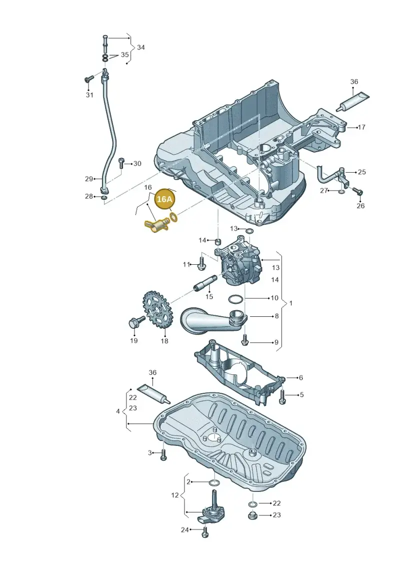 06M115475 — Audi A5 Sportback (2016-2020) diagram 788115510, position 16A