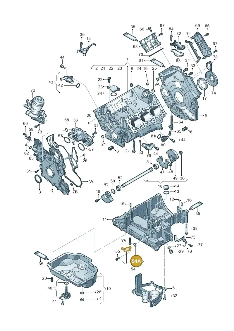 06M115475 — Audi A5 Cabrio 2.0 (2016-2018) diagram 798103540, position 54A