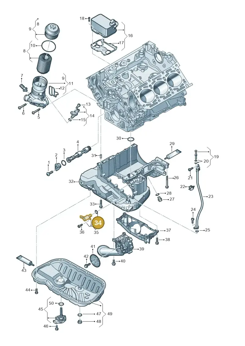 06M115475 — Audi Q8 Quattro 3,0 (2018-) diagram 896115500, position 34