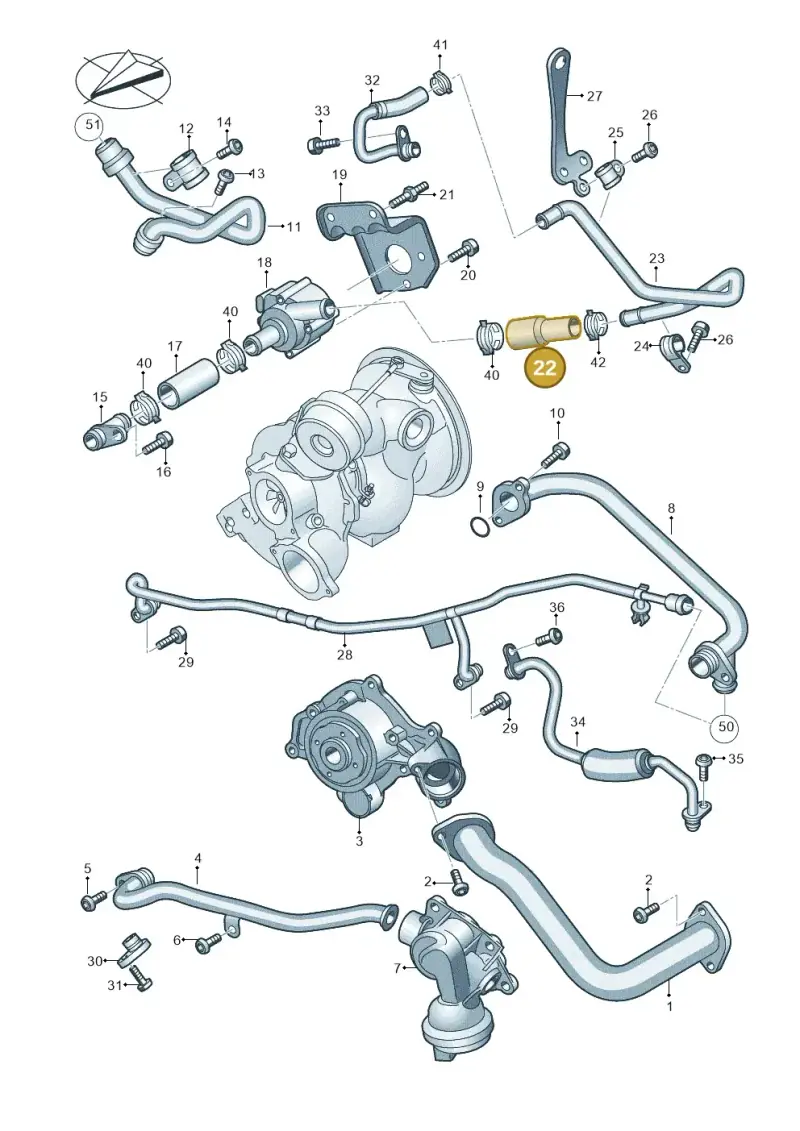 06M121054D — Audi A6 2.0 (2018-) diagram 849121980, position 22