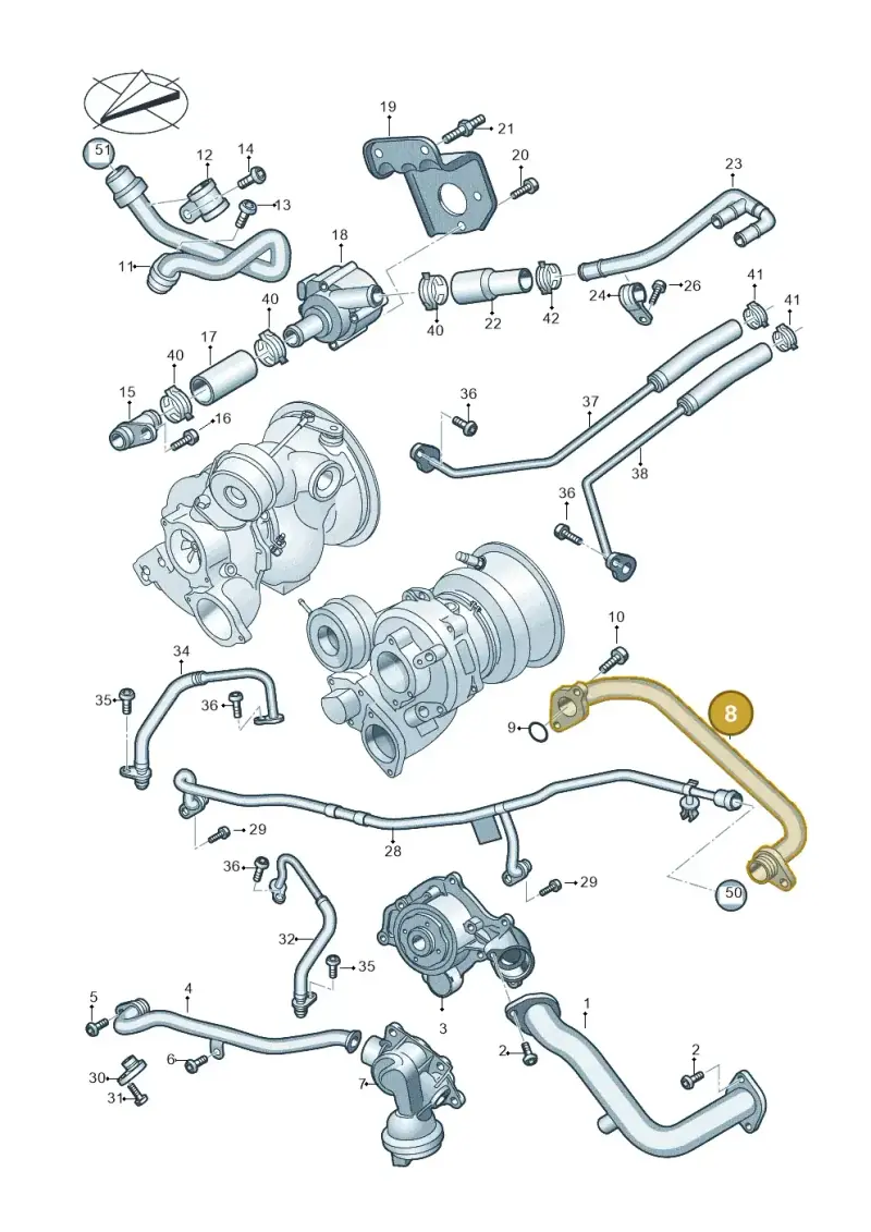 06M121071L — Audi A6 2.0 (2018-) diagram 847121050, position 8