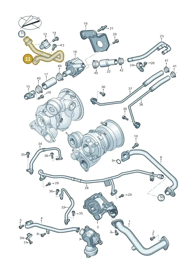 06M121075S — Audi A6 2.0 (2018-) diagram 847121050, position 11