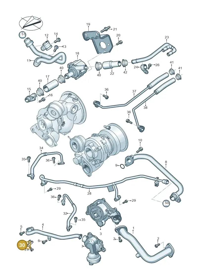 06M121432F — Audi A6 2.0 (2018-) diagram 847121050, position 30
