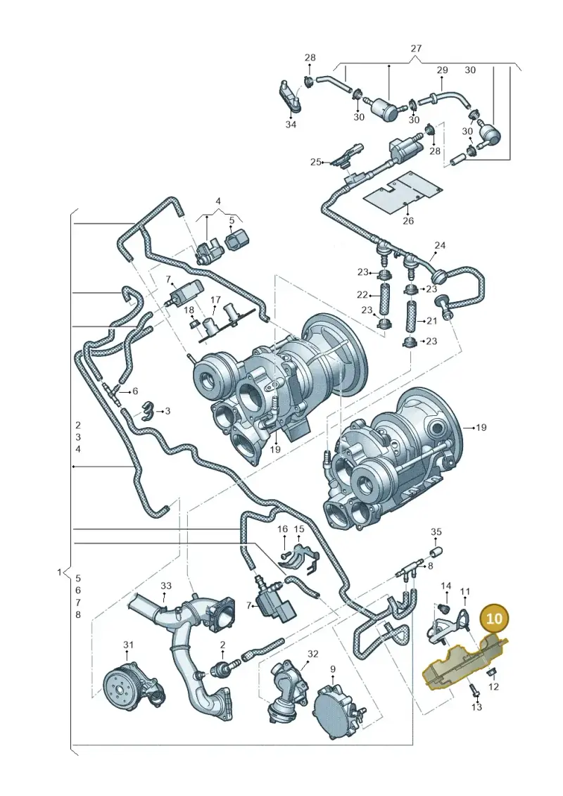 06M131541C — Audi RS4 Avant (2017-) diagram 847133052, position 10