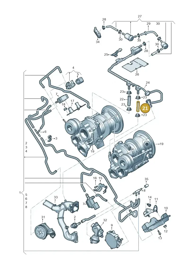 06M133394B — Audi RS4 Avant (2017-) diagram 847133052, position 21
