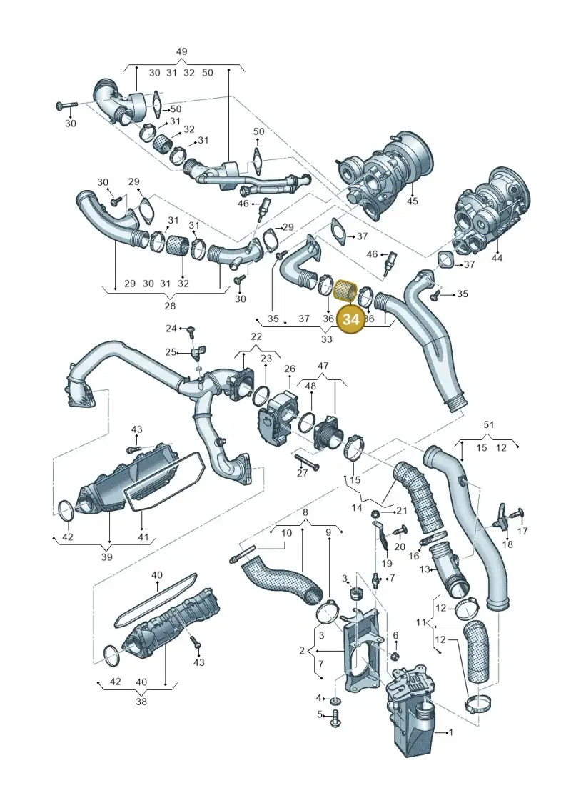 06M145995 — Audi RS4 Avant (2017-) diagram 847145500, position 34