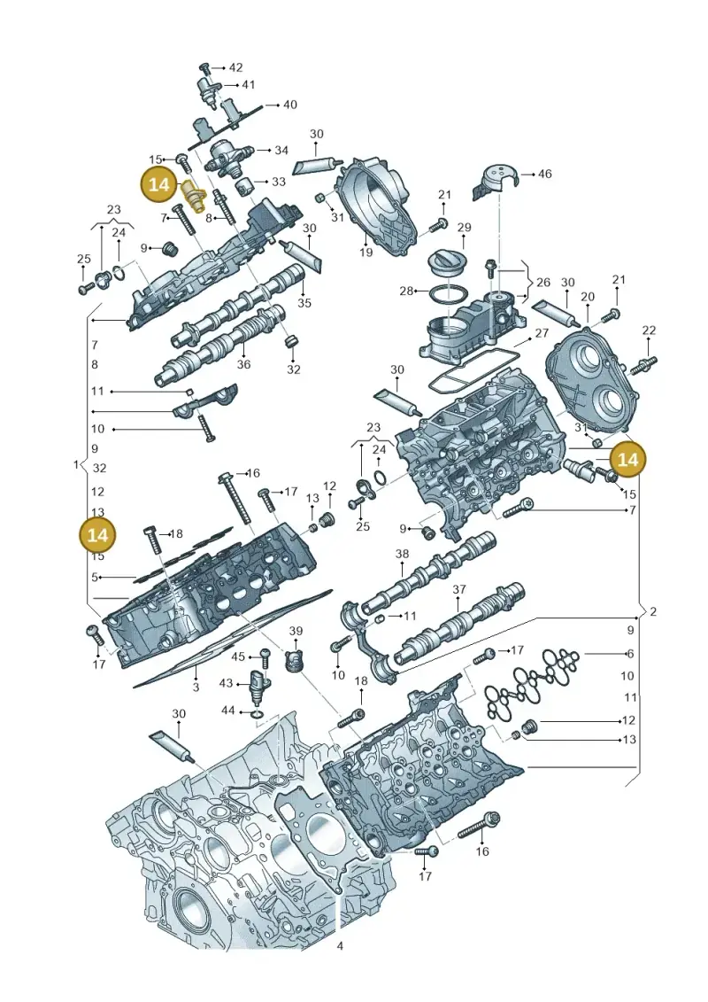 06M907601G — Audi A6 2.0 (2018-) diagram 847103330, position 14