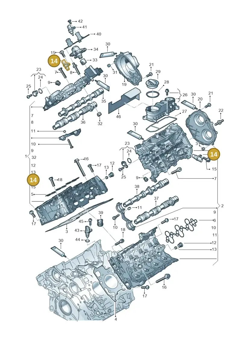 06M907601G — Audi A6 2.0 (2018-) diagram 849103330, position 14