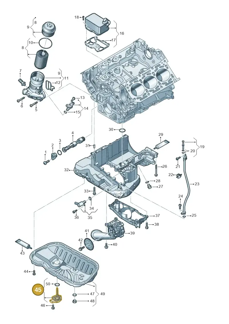 06M907637B — Audi Q8 Quattro 3,0 (2018-) diagram 896115500, position 45