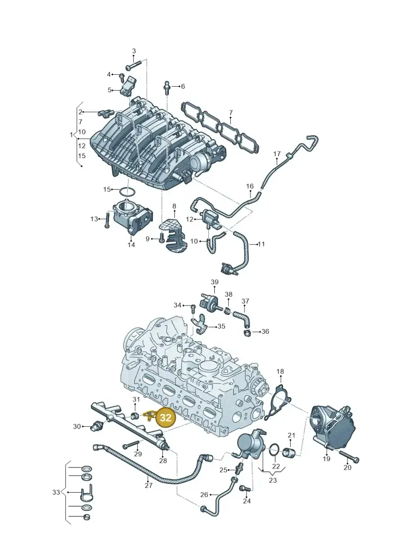 06N906036A — Audi A3 Sportback (2019-2021) diagram 596133602, position 32