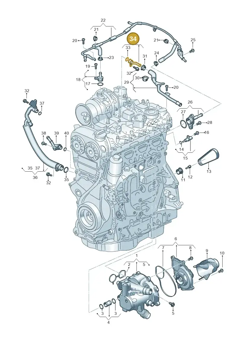 06Q121492 — Audi A3 Sportback (2019-2021) diagram 596121145, position 34