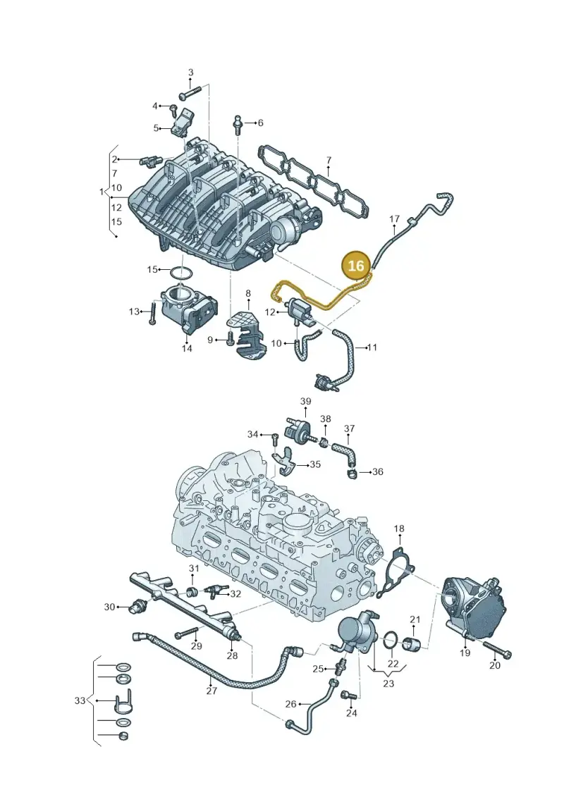 06Q133773A — Audi A3 Sportback (2019-2021) diagram 596133602, position 16
