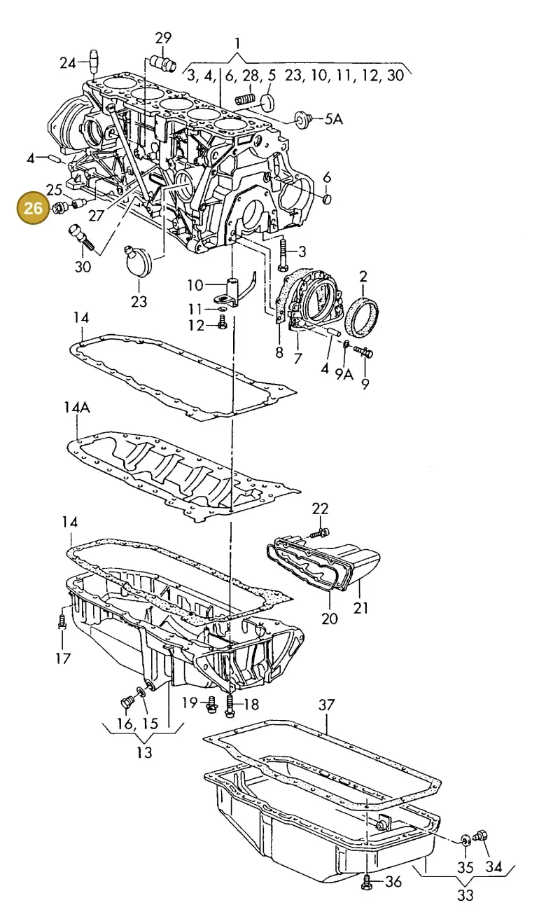 074103179 — Audi 90                93 (1992-1993) diagram 119103200, position 26
