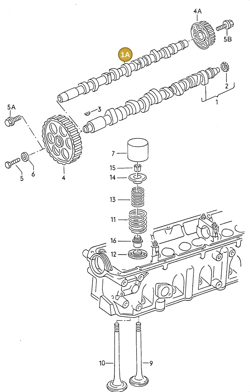 074109101J — Audi A6/S6/Wg.qu.F>4A (1996-1997) diagram 117109200, position 1A