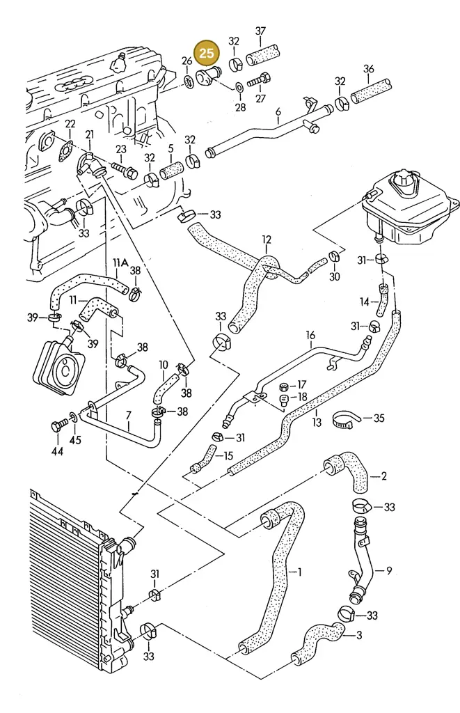 074121143C — Audi A6/S6/Wg.qu.F>4A (1996-1997) diagram 140121500, position 25