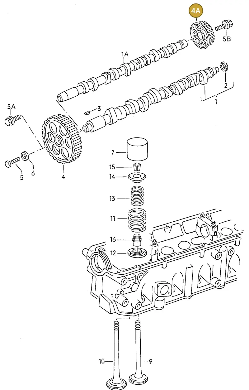 074130111H — Audi A6/S6/Wg.qu.F>4A (1996-1997) diagram 117109200, position 4A