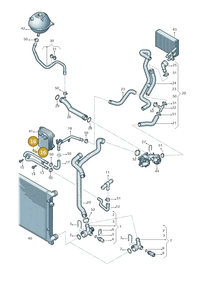 077121437 — Audi A3/S3/Sportb./qu. 08 (2007-) diagram 412121360, position 16