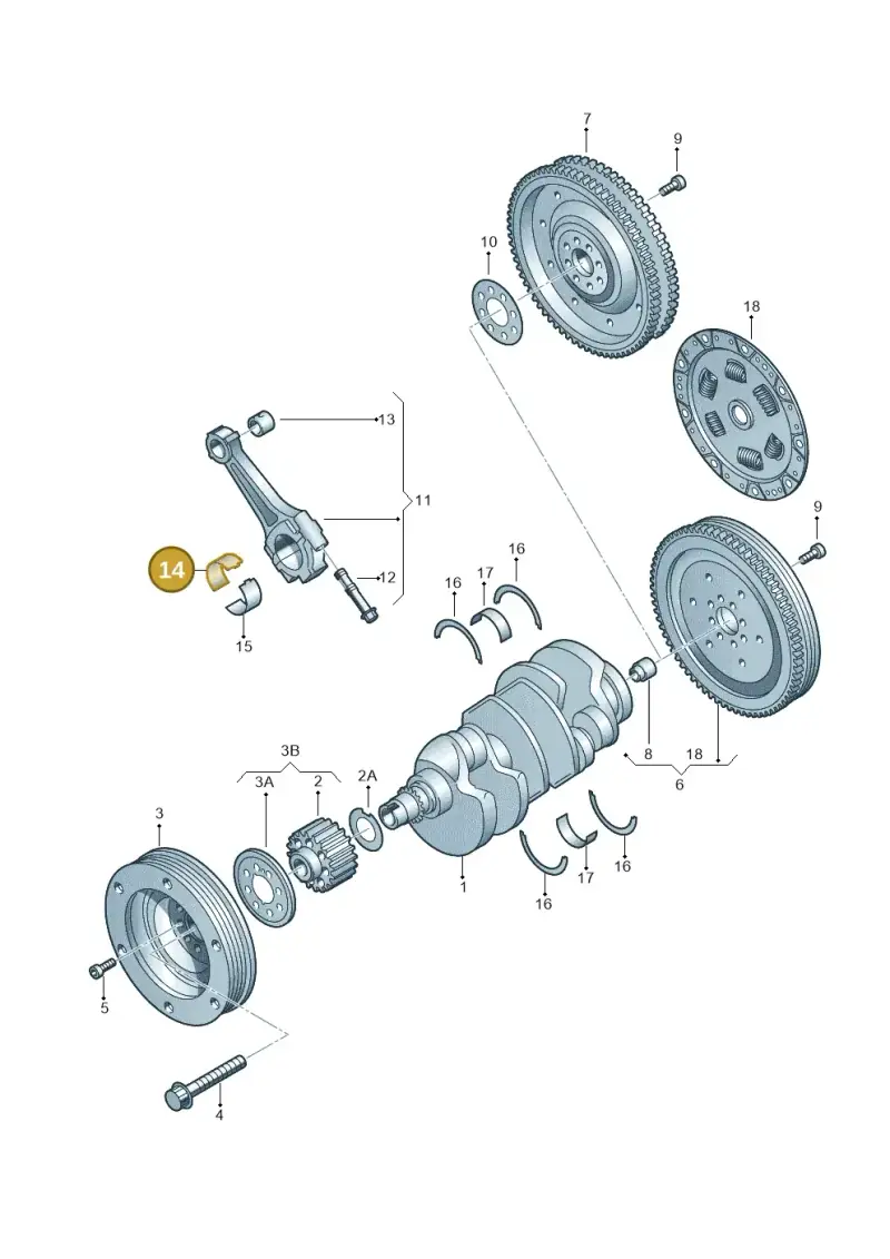 078105701NGLB — Audi A4/S4/Av./qu.     05> (2005-) diagram 249105300, position 14