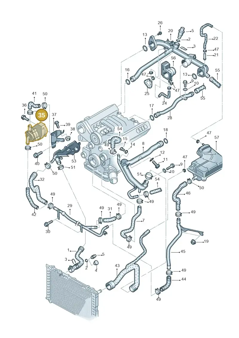 078121601B — Audi A4/S4 Cabrio./qu. (2002-2006) diagram 249121600, position 35