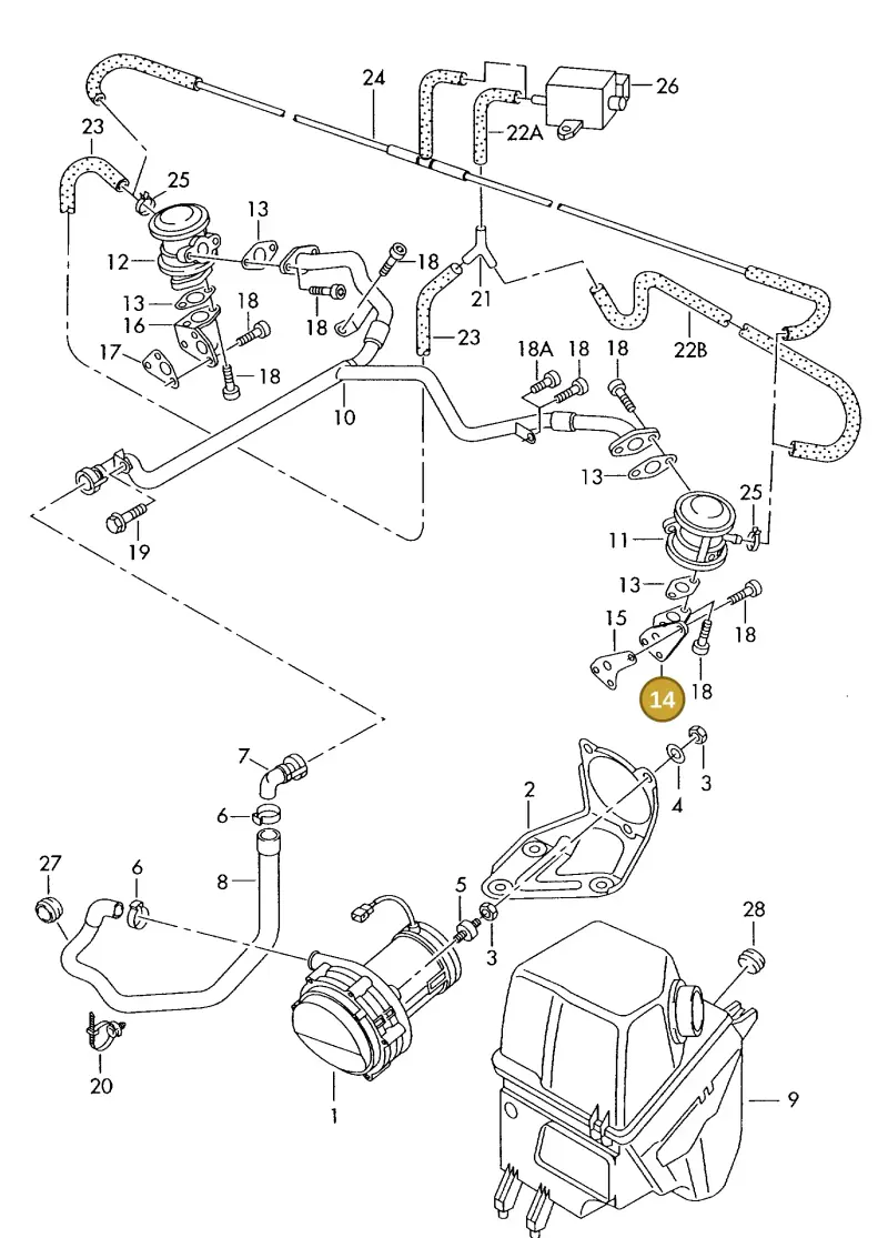 078131165 — Audi A8 quattro (1999-2002) diagram 255131110, position 14