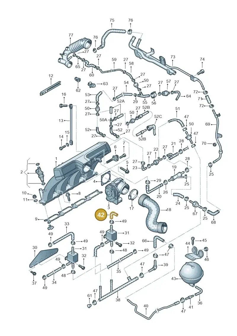 078131179 — Audi A4/S4 Cabrio./qu. 07> (2006-) diagram 404133250, position 42