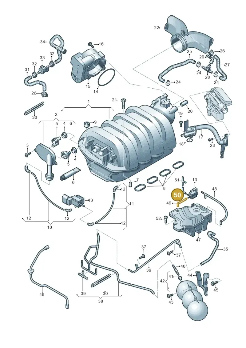 078131179 — Audi Q7 qu. 3.0 TDI (2009-2015) diagram 493133630, position 50