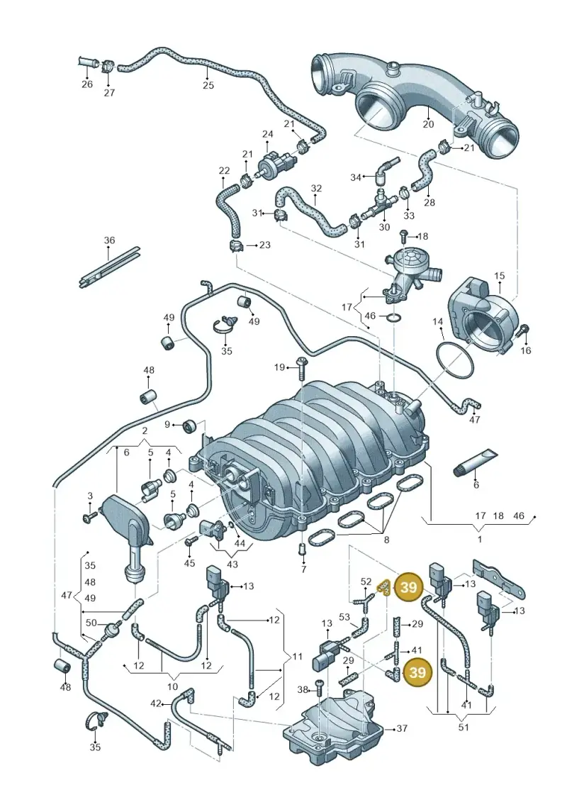 078131179 — Audi A8L qu. 3.0 TDI (2009-2014) diagram 696133470, position 39