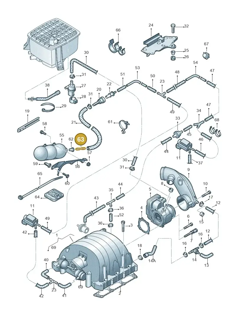 078133382J — Audi A8/S8/qu. lang (2003-2007) diagram 264133780, position 63