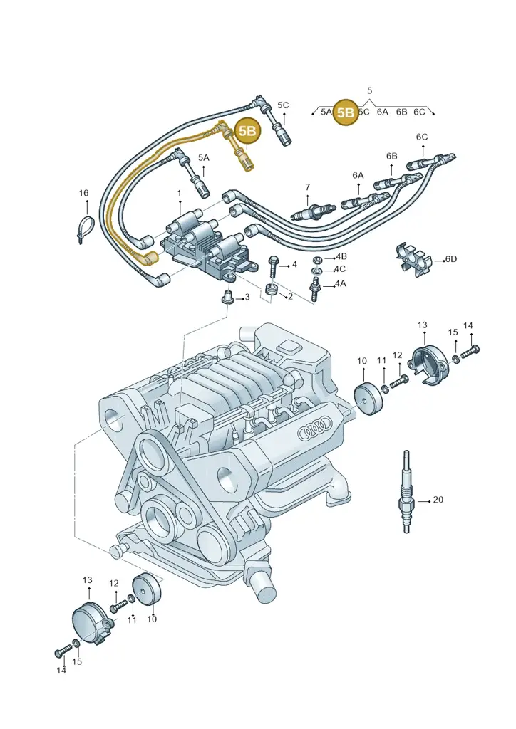 078905532B — Audi A4/S4 Cabrio./qu. (2002-2006) diagram 175905330, position 5B