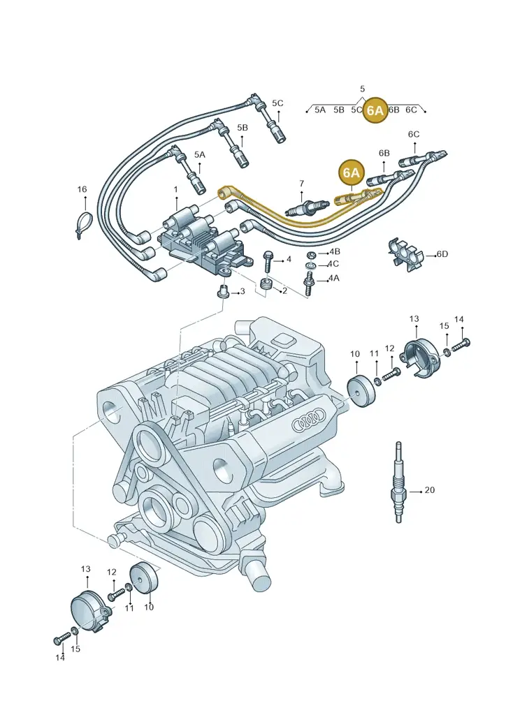 078905534B — Audi A4/S4 Cabrio./qu. (2002-2006) diagram 175905330, position 6A