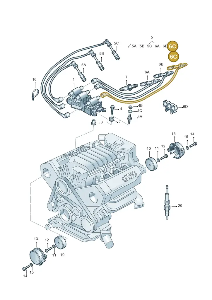 078905536B — Audi A4/S4 Cabrio./qu. (2002-2006) diagram 175905330, position 6C