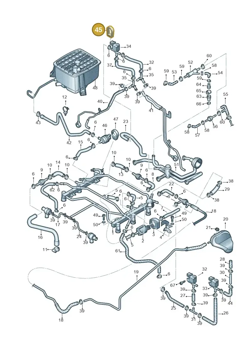 078906287D — Audi RS4 AV. QU. (2000-2001) diagram 233133850, position 45